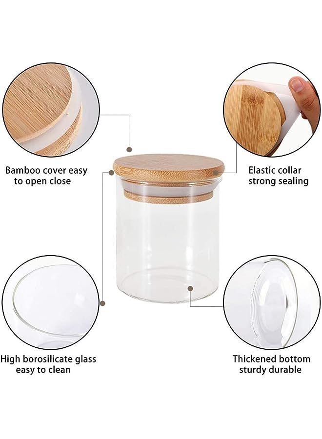 VoiDrop Glass Jars with Bamboo Lids Silicon Ring Set of 10, Air Tight Kitchen Food Cereal Containers for Storage, Canister Set for Jam Pasta Spaghetti Tea Coffee Beans Cookie Snack Flour - Image 4
