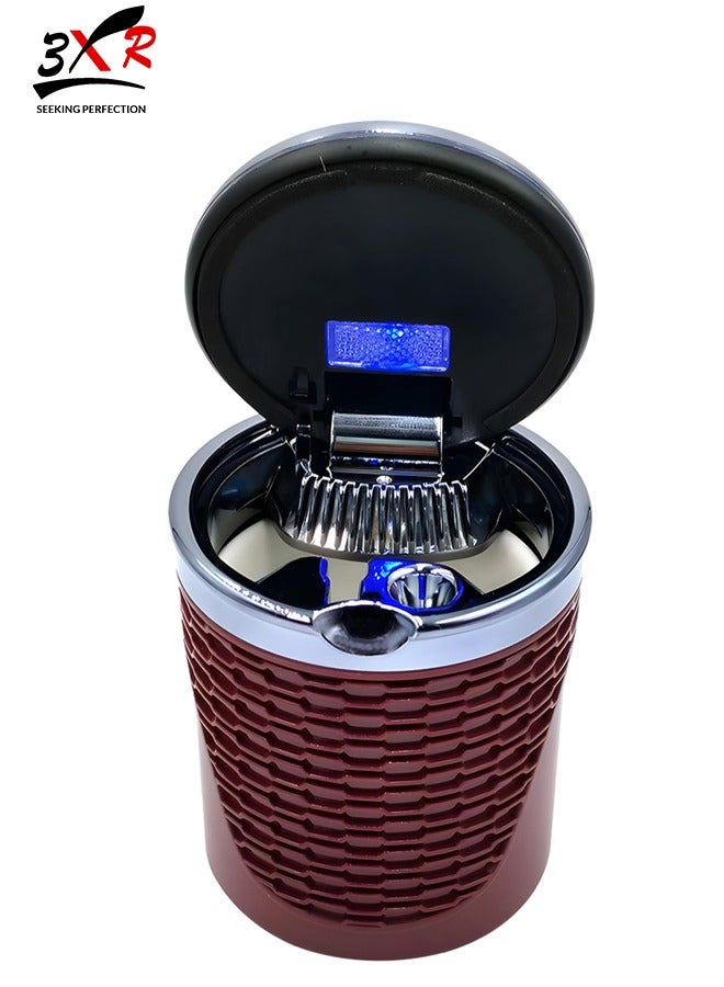 3XR Car Ashtray with LED Light and High-Temperature Resistant Stainless Steel Design Brown - Image 1