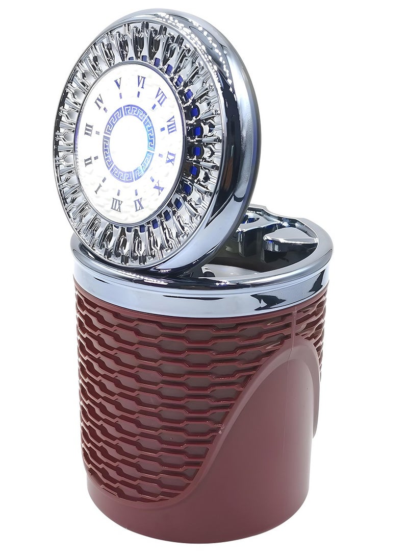 3XR Car Ashtray with LED Light and High-Temperature Resistant Stainless Steel Design Brown - Image 2