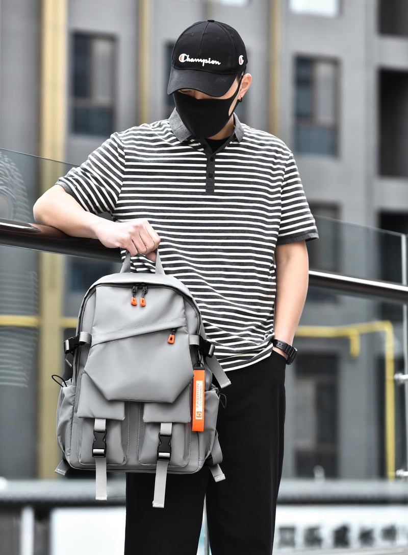 Preptep Backpack for Boy Casual Aesthetic Backpack for Teens Girls Middle School Bookbag Travel Students Back Pack Daypack for school (Grey) - Image 4