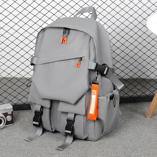 Preptep Backpack for Boy Casual Aesthetic Backpack for Teens Girls Middle School Bookbag Travel Students Back Pack Daypack for school (Grey) - Image 3