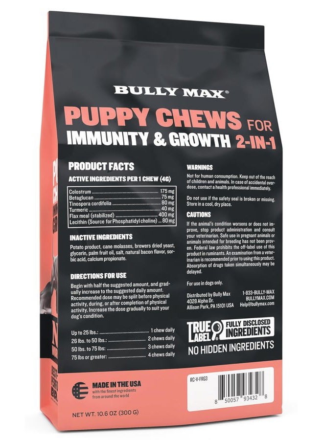 BULLY MAX 2-in-1 Puppy Soft Chews for Immunity & Growth - Puppy Dog Food Supplements and Vitamins for Health & Immune Support - Essential Dog Multivitamin for All Breeds, Small & Large Breed Puppies - Image 2