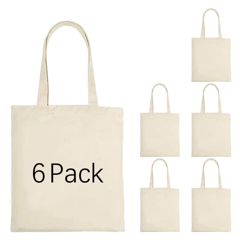 ORJ Sublimation blank canvas bags bulk,Polyester Tote Bags for Sublimation, 6 PCS 13 x 15 Inch Blank Canvas Tote Bags DIY custom Shopping Bag - Image 1