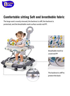 Berma Baby 4 in 1 Foldable Baby Walker, Activity Baby Walker-Baby Bouncer, Rocker, Activity Center,Seat and Push Walker,Detachable Trampoline Mat, Adjustable Speed Rear Wheels and Height,Ages 6-18 Months  - Image 5