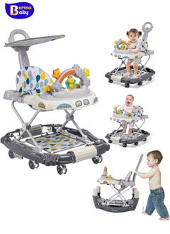 Berma Baby 4 in 1 Foldable Baby Walker, Activity Baby Walker-Baby Bouncer, Rocker, Activity Center,Seat and Push Walker,Detachable Trampoline Mat, Adjustable Speed Rear Wheels and Height,Ages 6-18 Months  - Image 1