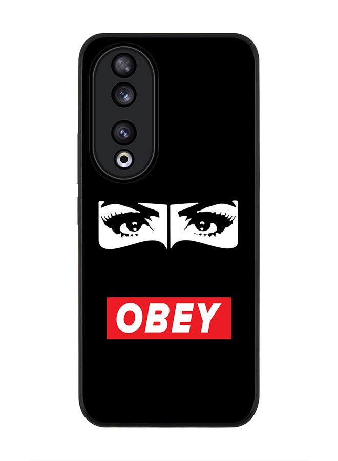 Stylizedd Rugged Black edge case for Honor 90 5G, Slim fit Soft Case Flexible Rubber Edges Anti Drop TPU Gel Thin Cover -  Obey Habibti - Image 1
