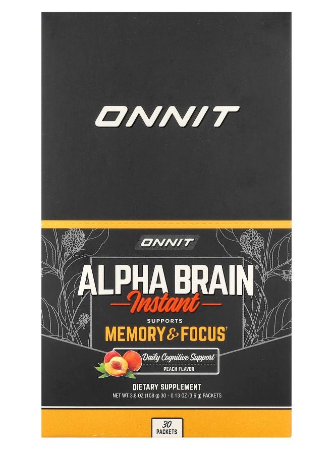 Onnit Alpha Brain® Instant Peach 30 Packets 0.13 oz (3.6 g) Each