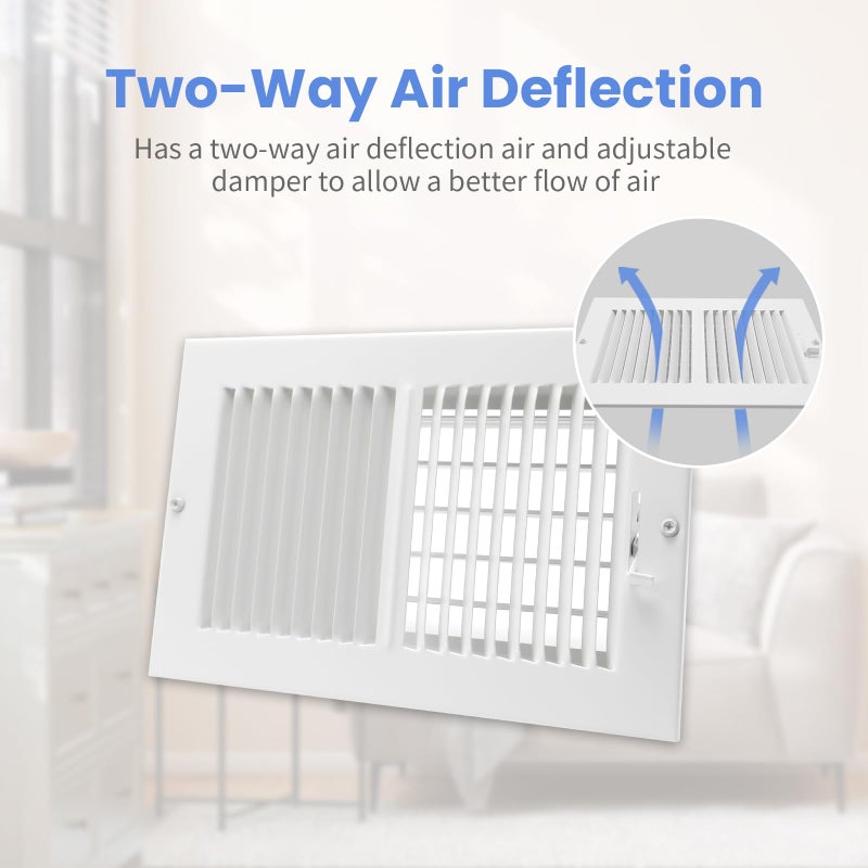 Howeall 10 x 6 Inch [Duct Opening] Air Vent Covers for Wall or Ceiling - High Airflow 2 Way Steel Ventilation - Adjustable Wall/Ceiling Register, 11-3/4 Inch x 7-3/4 Inch [Overall Dimensions] - Image 4