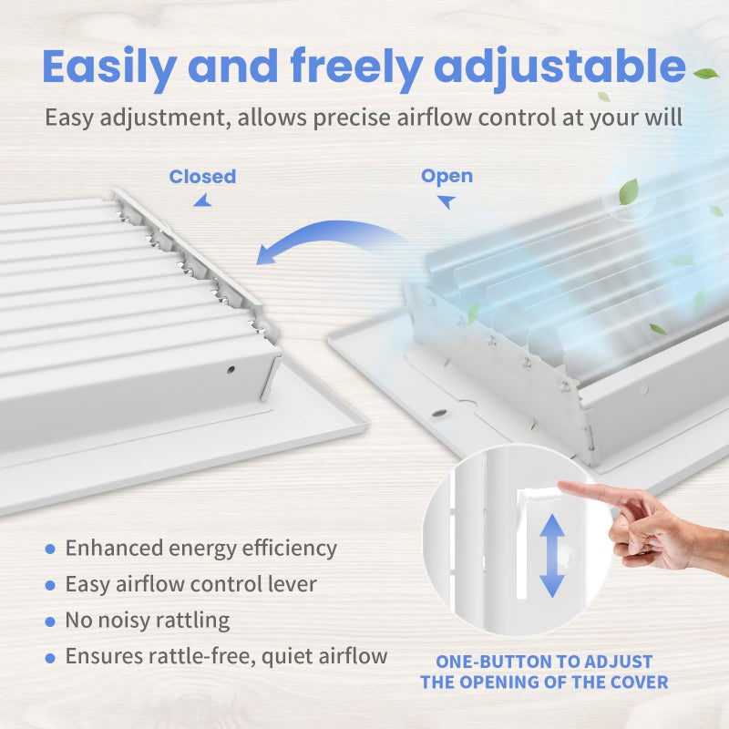 Howeall 10 x 6 Inch [Duct Opening] Air Vent Covers for Wall or Ceiling - High Airflow 2 Way Steel Ventilation - Adjustable Wall/Ceiling Register, 11-3/4 Inch x 7-3/4 Inch [Overall Dimensions] - Image 5