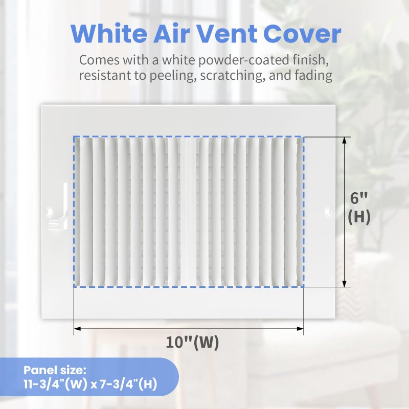 Howeall 10 x 6 Inch [Duct Opening] Air Vent Covers for Wall or Ceiling - High Airflow 2 Way Steel Ventilation - Adjustable Wall/Ceiling Register, 11-3/4 Inch x 7-3/4 Inch [Overall Dimensions] - Image 2