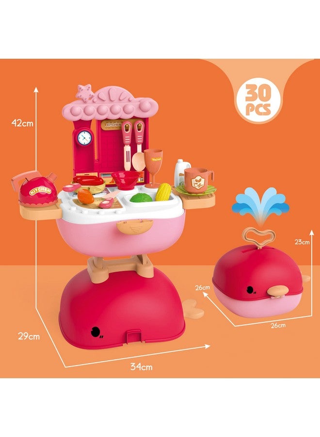 Webby 3 IN1 Kitchen Set Role Play for Girls |Foldable Backpack | School Bag | Pretend Play Toy for Kids (30 Pcs) - Image 3