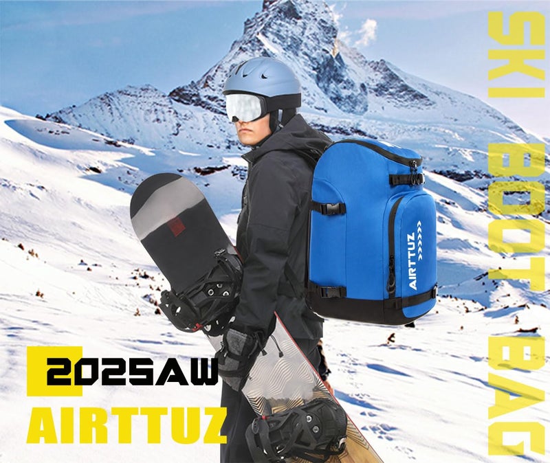AIRTTUZ Ski Boot Bag - Ski and Snowboard Boots Backpack，Excellent for Travel with Waterproof Exterior & Bottom - for Men, Women and Youth. (BLUE) - Image 2