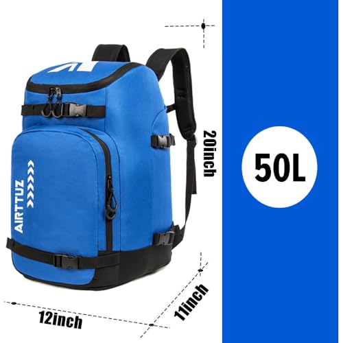 AIRTTUZ Ski Boot Bag - Ski and Snowboard Boots Backpack，Excellent for Travel with Waterproof Exterior & Bottom - for Men, Women and Youth. (BLUE) - Image 5