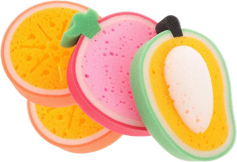 4Pcs Thickened Kitchen Cleaning Sponges Fruit Designs Water Absorbing Scrubbers - Image 1