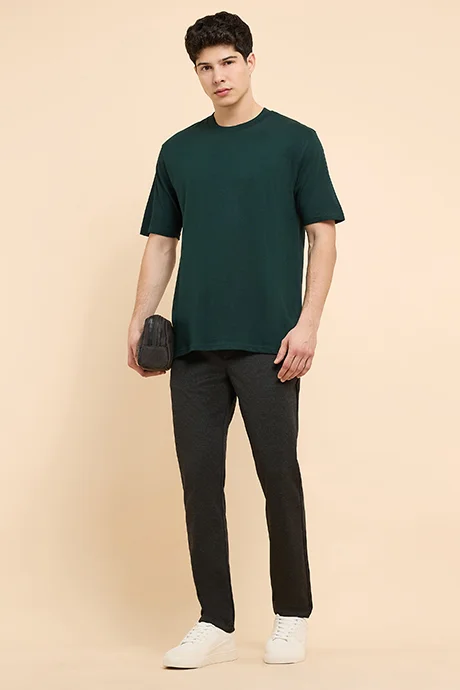 أر أند بي Solid T-Shirt with Crew Neck and Short Sleeves