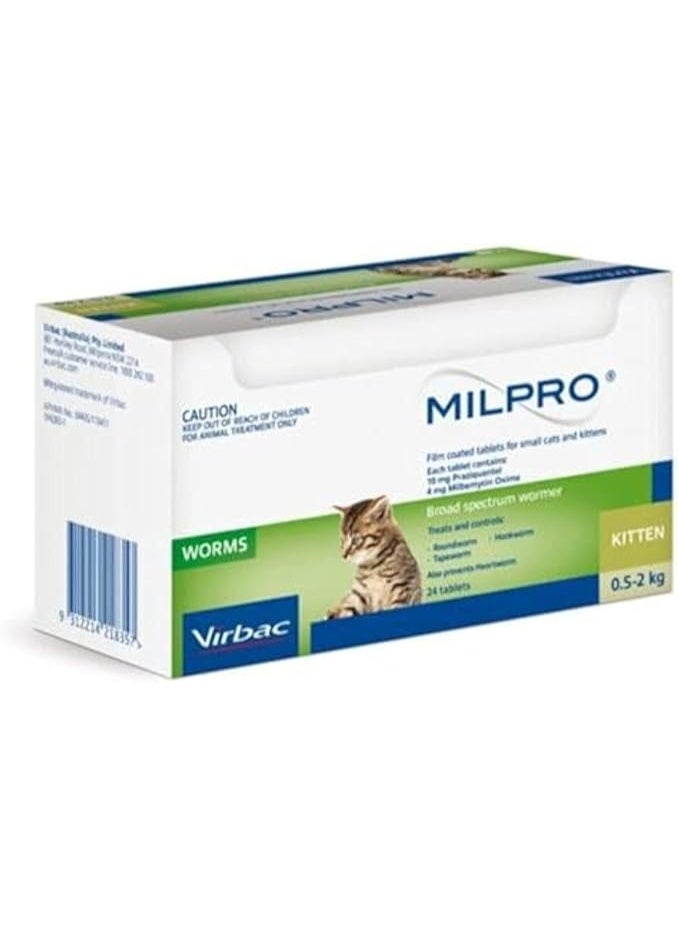 Virbac Milpro Wormer Tablet for Small Cats x 2 Tablet