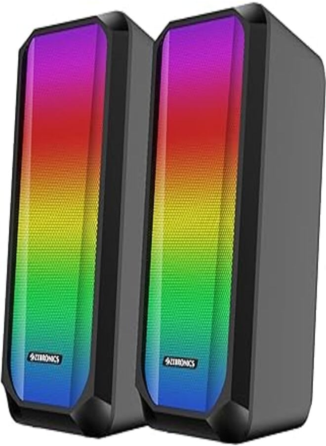 Generic - ZEBRONICS Zeb-Fame 1 USB Powered 2.0 Speaker with 10W RMS Output, 7 RGB Modes, LED Control Switch, Volume Control, 3.5mm Input, Compatible for Computers and Laptops Black - Image 1