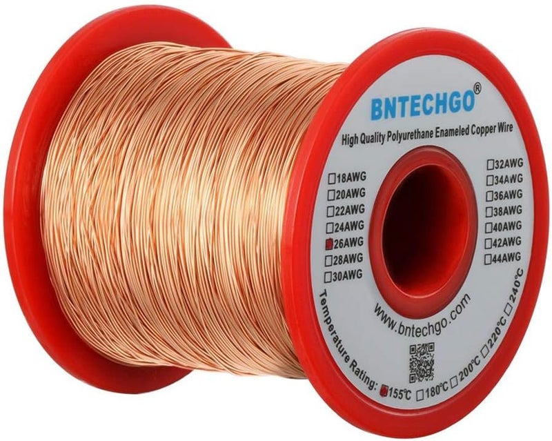 BNTECHGO 26 AWG Magnet Wire - Enameled Copper Wire - Enameled Magnet Winding Wire - 1.0 lb - 0.0157" Diameter 1 Spool Coil Natural Temperature Rating 155℃ Widely Used for Transformers Inductors - Image 1