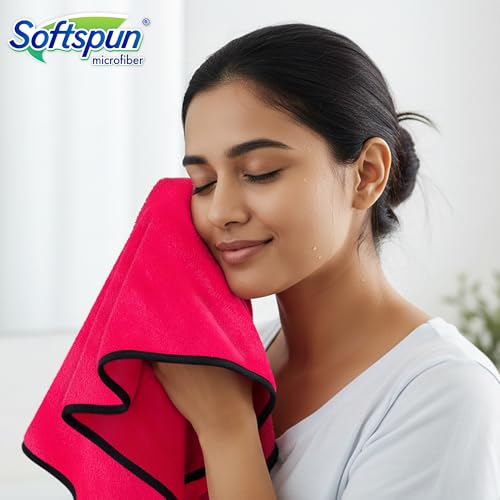 SOFTSPUN Microfiber Face & Hand Towel 2 Pc Pink! Ultra Absorbent Super Soft & Lightweight Quick Drying for Men & Women Daily Use Unisex. - Image 3