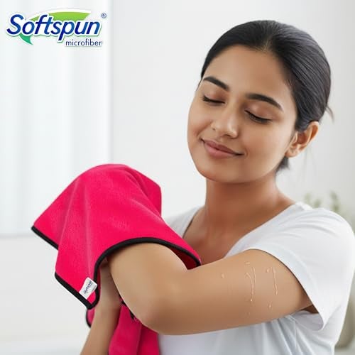 SOFTSPUN Microfiber Face & Hand Towel 2 Pc Pink! Ultra Absorbent Super Soft & Lightweight Quick Drying for Men & Women Daily Use Unisex. - Image 5