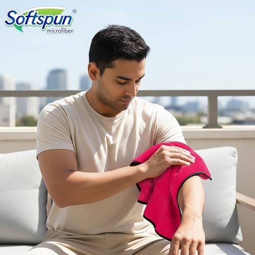 SOFTSPUN Microfiber Face & Hand Towel 2 Pc Pink! Ultra Absorbent Super Soft & Lightweight Quick Drying for Men & Women Daily Use Unisex. - Image 4