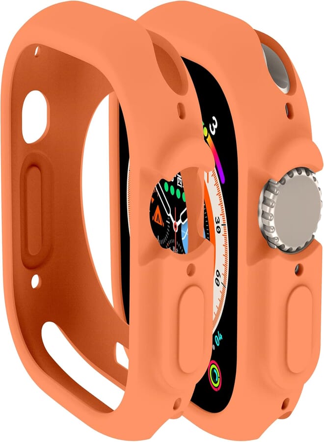 Yrzper Compatible with Apple Watch Ultra 49 mm case All-Round Shockproof TPU Silicone Protective Cover Bumper Shock-Absorbing Scratch-Resistant Protective case for Apple Watch Ultra 49 mm (Orange)