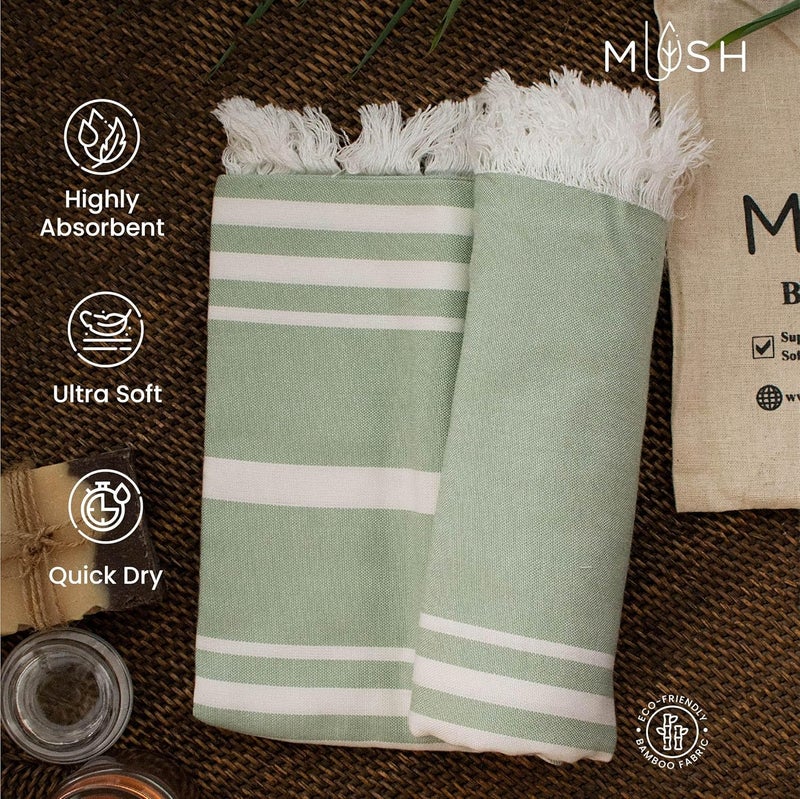 Mush 100% Bamboo Large Bath Towel | Ultra Soft, Absorbent, Light Weight, & Quick Dry Towel For Bath, Travel, Gym, Beach, Pool, And Yoga | 29 X 59 Inches / 75 X 150 Cms (Set Of 1, Green), 250 TC - Image 2