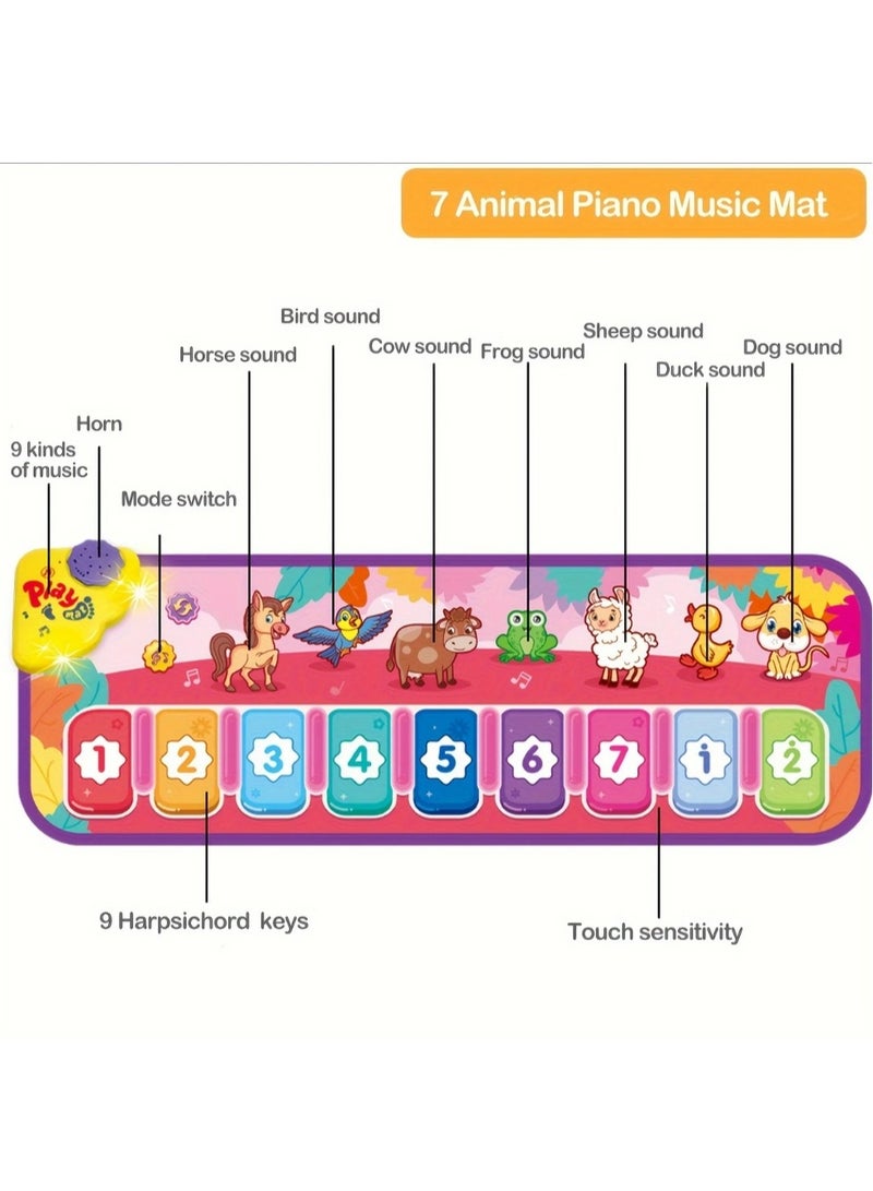 Interactive Musical Playmat with 25 Animal Sounds & Dance Features - Colorful PVC Piano Keyboard Touch Blanket for, Early Learning & Fun Family Bonding Activity, Perfect Christmas Gift for Boys and, Family Fun Time | Colorful Floor Mat | Safe for - Image 3