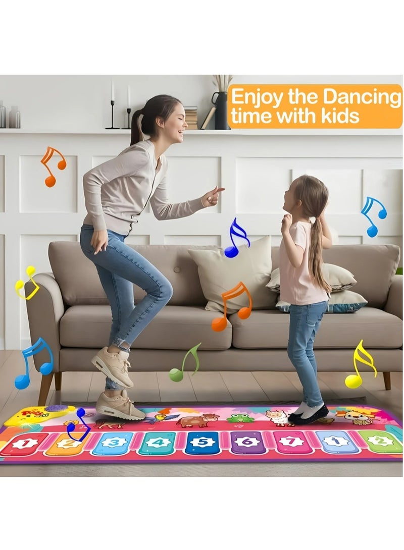 Interactive Musical Playmat with 25 Animal Sounds & Dance Features - Colorful PVC Piano Keyboard Touch Blanket for, Early Learning & Fun Family Bonding Activity, Perfect Christmas Gift for Boys and, Family Fun Time | Colorful Floor Mat | Safe for - Image 1