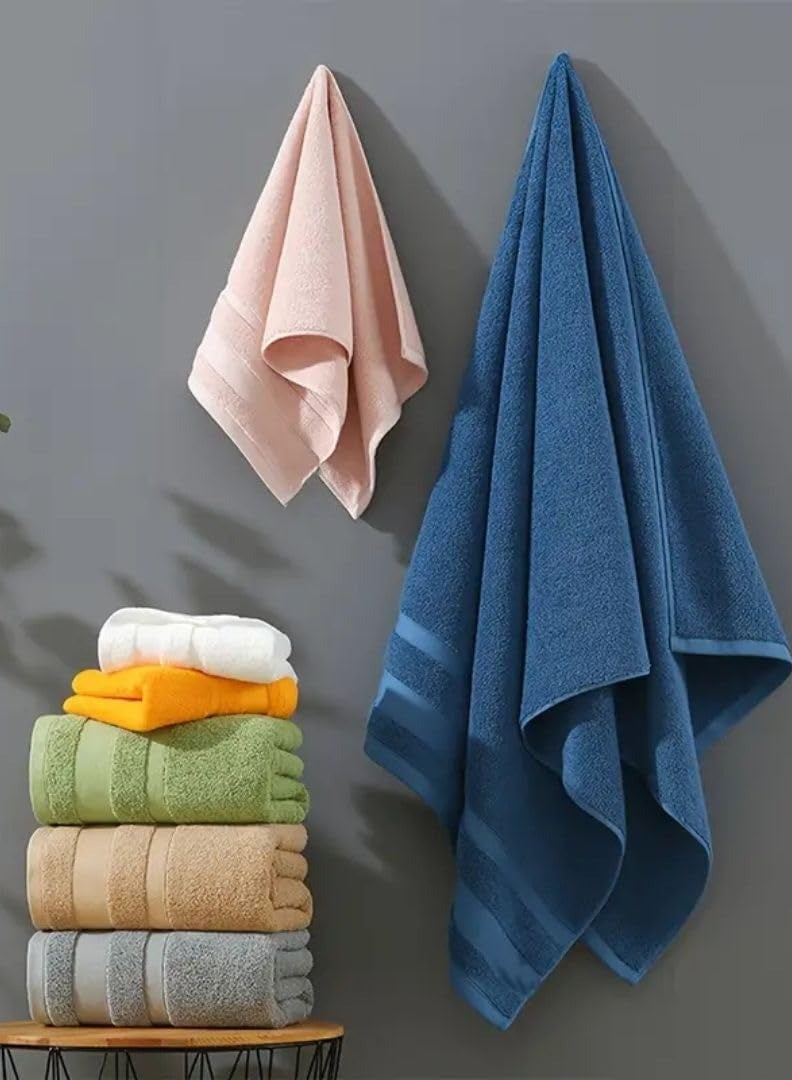 MXM MXM Bath Towel Set 3 & 2 Packs – 600 GSM 100% Cotton – Bath, Hand & Wash Set (Blue 2 Pair)  - Image 2