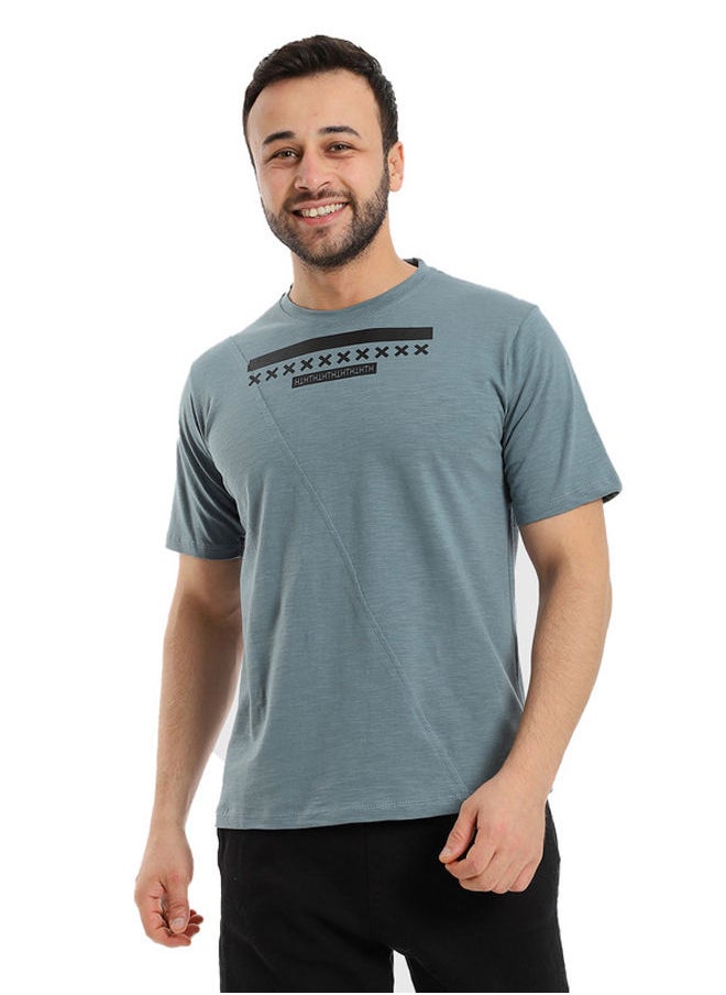 WHITE RABBIT - White Rabbit Slip On Heather Greenish Grey Short Sleeves - Image 1