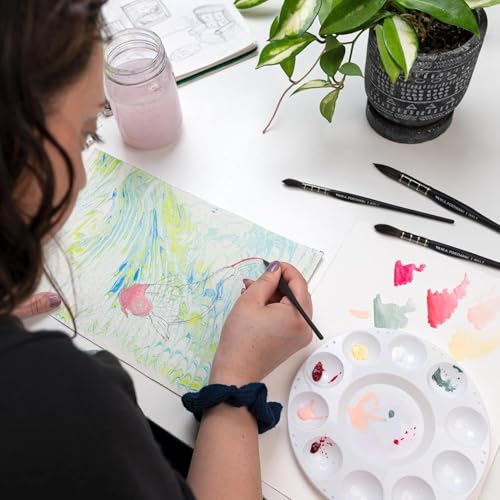 W.A. Portman WA Portman Quill Round Watercolor Brushes Professional 4pc Set – 100% Vegan, Cruelty-Free Synthetic Squirrel Hair Watercolor Brushes Set with Triangular Comfort Grip – Precision Art Brush for Artists - Image 5