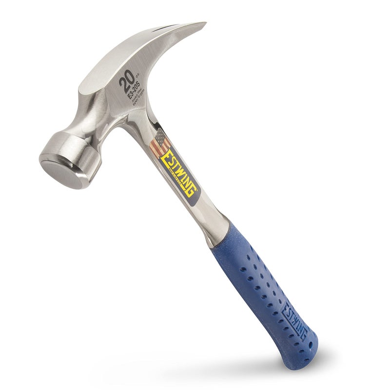 ESTWING Hammer - 20 oz Straight Rip Claw with Smooth Face & Shock Reduction Grip - E3-20S - Image 1