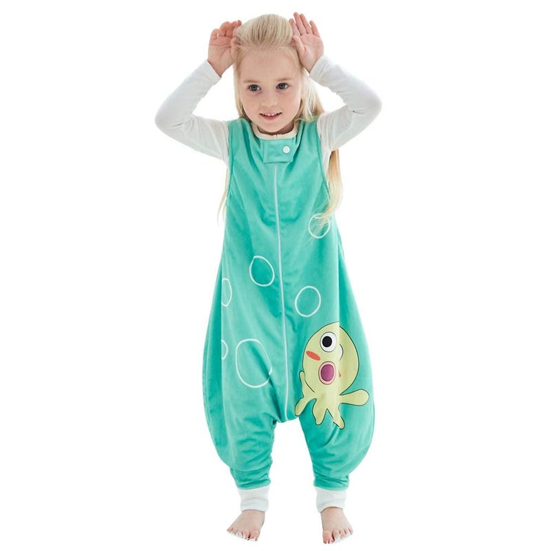 MICHLEY Toddler Sleeping Sack with Feet Newborn Infant Sleeveless Sleeping Bag 2way Zipper Baby Wearable Blanket for WalkersGreen Octopus13T