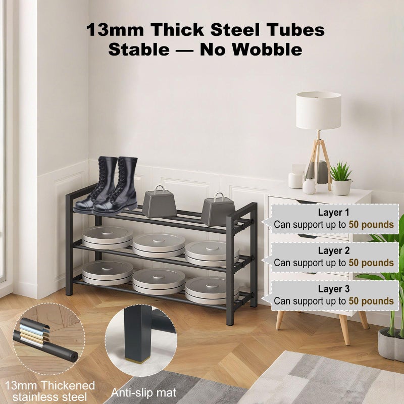 Detsuk 2-Tier Expandable Shoe Rack (17.5"-30.7") â€“ Adjustable Heavy-Duty Metal Shoe Organizer Shelf for Closet, Entryway, Mudroom & Garage â€“ Durable Freestanding Storage, Black - Image 5