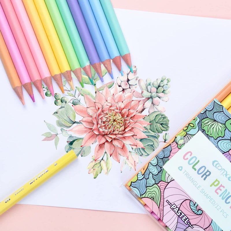 ECOTREE Easter Basket Stuffers for Teens, Macaron Colored Pencils, soften wood, Pastel coloring for adult and kids, Art Supplies for Kids, Pack of 12 - Image 2