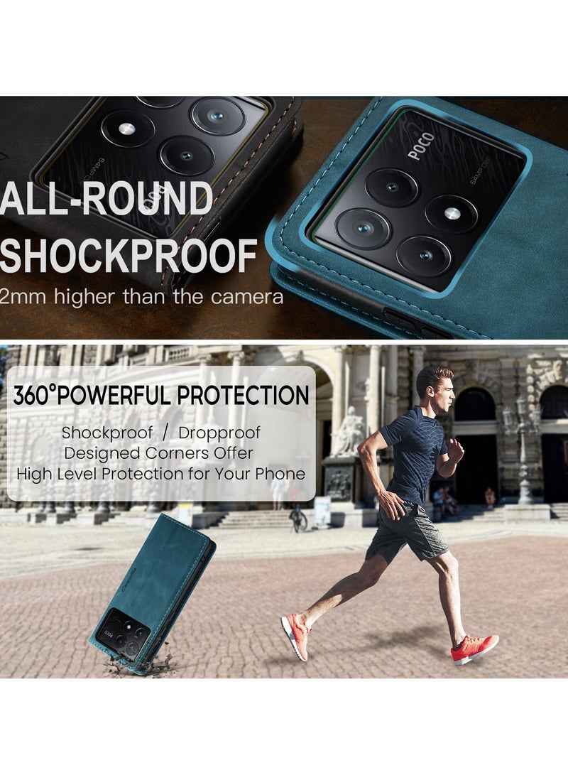 CaseMe Phone Case Luxury PU Leather Design 013 Flip Cover Card Slot Holder Cover For Poco X6 Pro / K70E  (Green) - Image 2