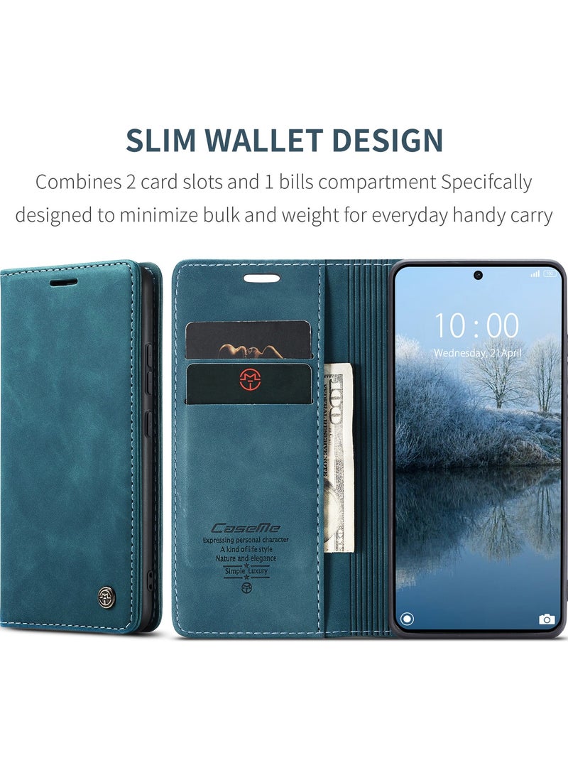 CaseMe Phone Case Luxury PU Leather Design 013 Flip Cover Card Slot Holder Cover For Poco X6 Pro / K70E  (Green) - Image 4