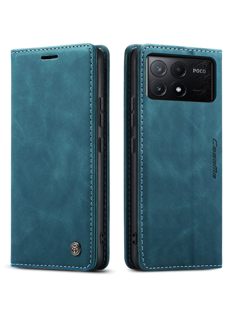 CaseMe Phone Case Luxury PU Leather Design 013 Flip Cover Card Slot Holder Cover For Poco X6 Pro / K70E  (Green) - Image 1