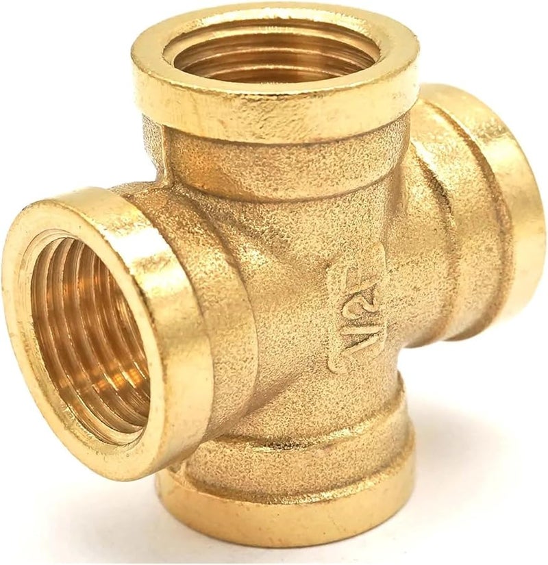 تركيب أنبوب متقاطع متساوي النحاس 4 اتجاهات 1 2 بوصة مؤنث خيط BSP موصل - Image 2