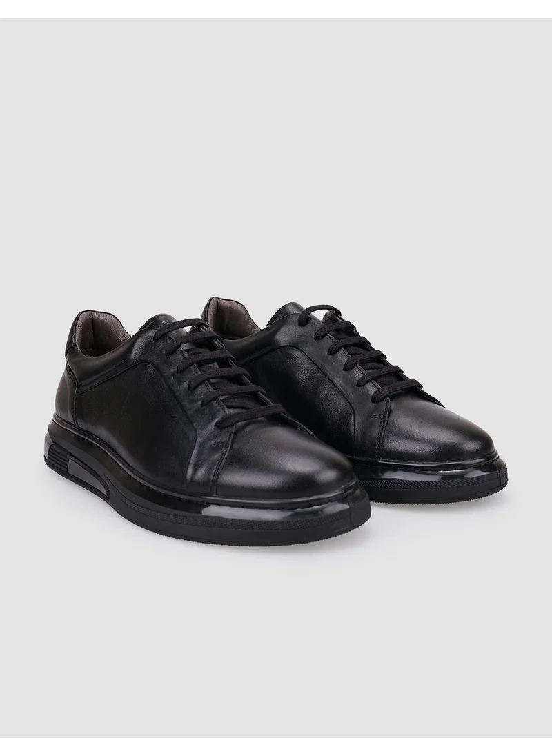 كاباني 100% Genuine Leather Black Lace-Up Men's Sneakers