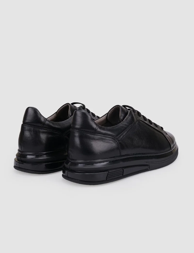 كاباني 100% Genuine Leather Black Lace-Up Men's Sneakers