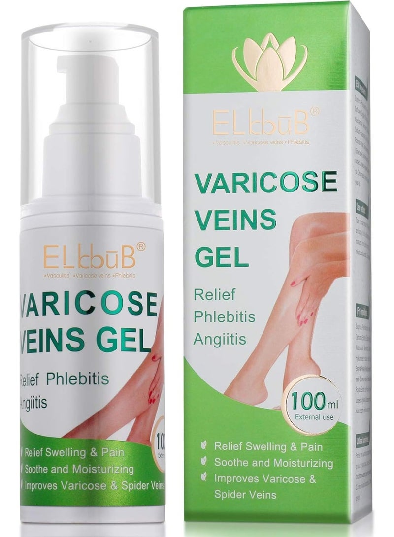 ELBBUB Varicose Veins Gel 100ML Improve Varicose and Spider Veins Relief Swelling and Pain Relief Phlebitis Angiitis Inflammation in Legs Hands and Thighs Blood Vein Treatment Cream Women and Men  - Image 1