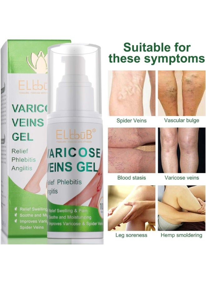 ELBBUB Varicose Veins Gel 100ML Improve Varicose and Spider Veins Relief Swelling and Pain Relief Phlebitis Angiitis Inflammation in Legs Hands and Thighs Blood Vein Treatment Cream Women and Men  - Image 2