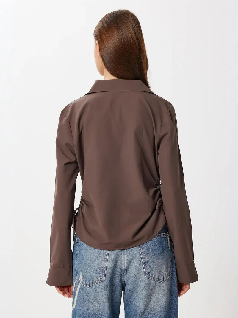 إسطنبول الساحرة ISTANBUL Fitted Poplin Shirt with Gathering Detail