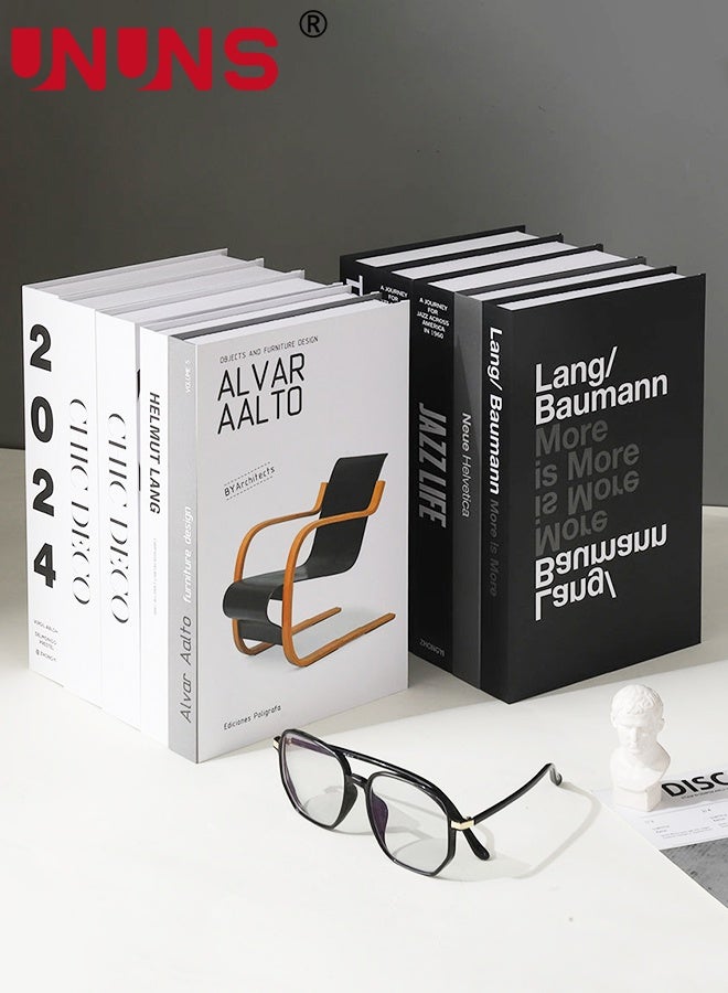 UNUNS 10 PCS Decorative Books for Home Decor,Set of 10 Fake Books,Aesthetic Bookshelf Decor for Living Room,Office,Bedroom, Coffee Table Decoration,Modern Stacked Display,Foldable - Image 1