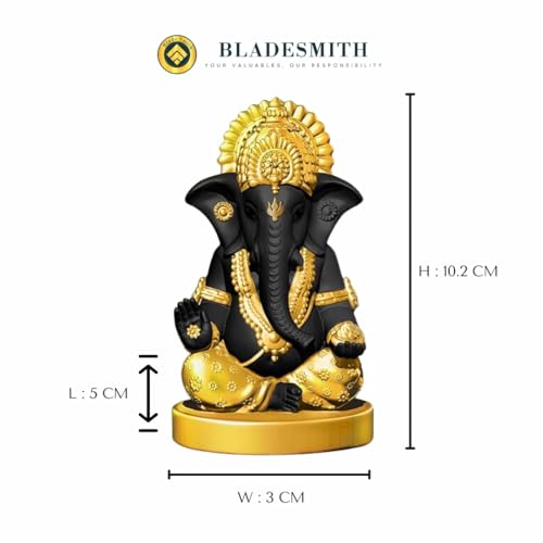 BLADESMITH Ganesh Ji for Puja, Ganpati Murti, Ganesh Idol for Home, Office, Living Room, Decorative Items, and Home Decor (Black) - Image 4
