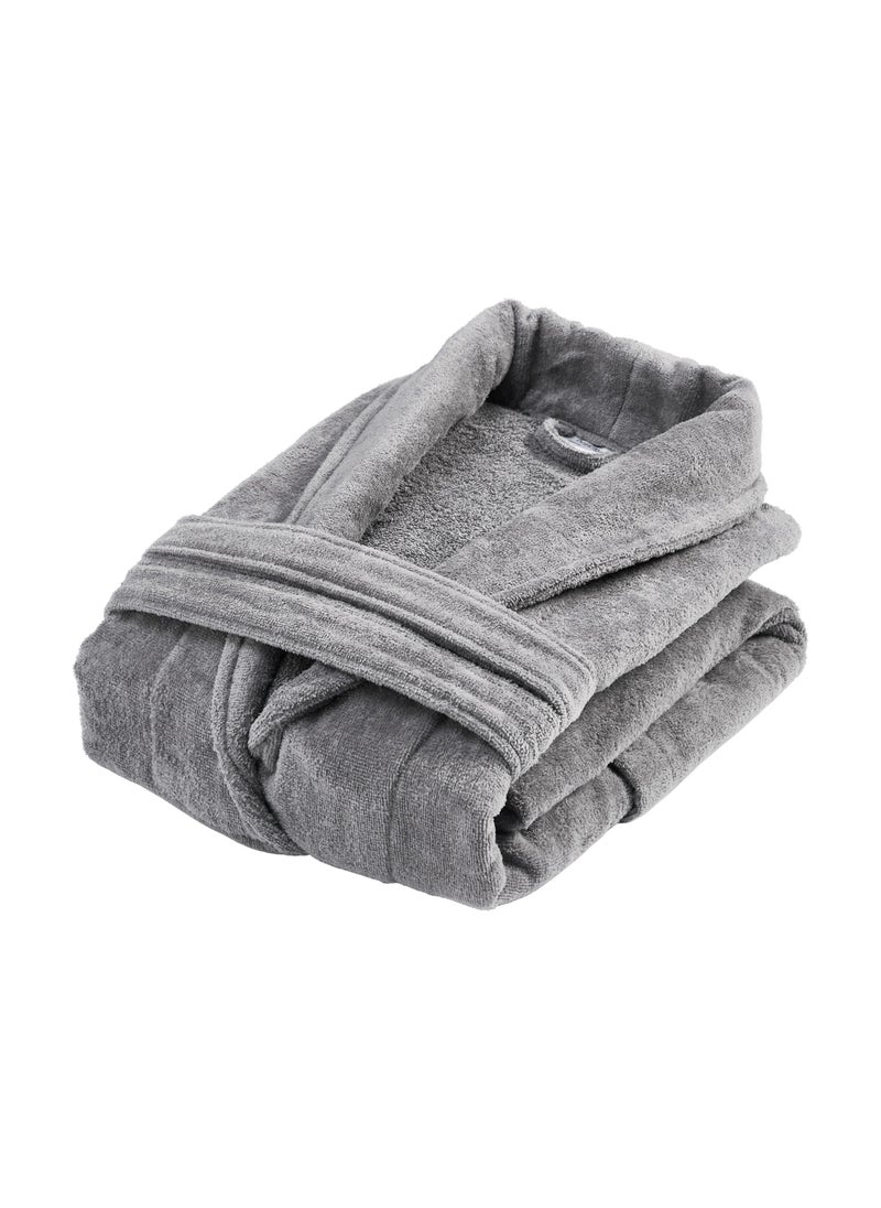 دوناتيلا روب حمام فيلور قطني ناعم سريع الامتصاص (مقاس L/XL) رمادي غامق  - Image 2