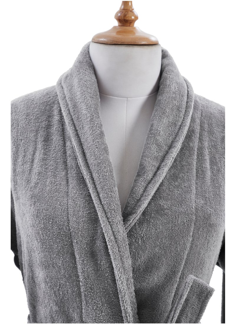 دوناتيلا روب حمام فيلور قطني ناعم سريع الامتصاص (مقاس L/XL) رمادي غامق  - Image 3