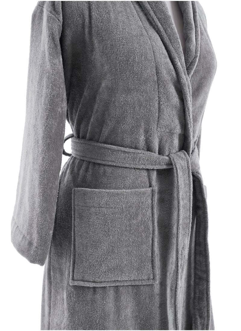دوناتيلا روب حمام فيلور قطني ناعم سريع الامتصاص (مقاس L/XL) رمادي غامق  - Image 4